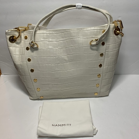 Hammitt Daniel Bag Large White Leather Crocco NWT - Picture 2 of 16